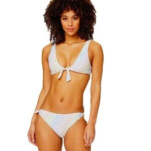 Roller Rabbit 2 PC bikini Swim Suit Disco Hearts Tie Front Top + Bottom XS NWT